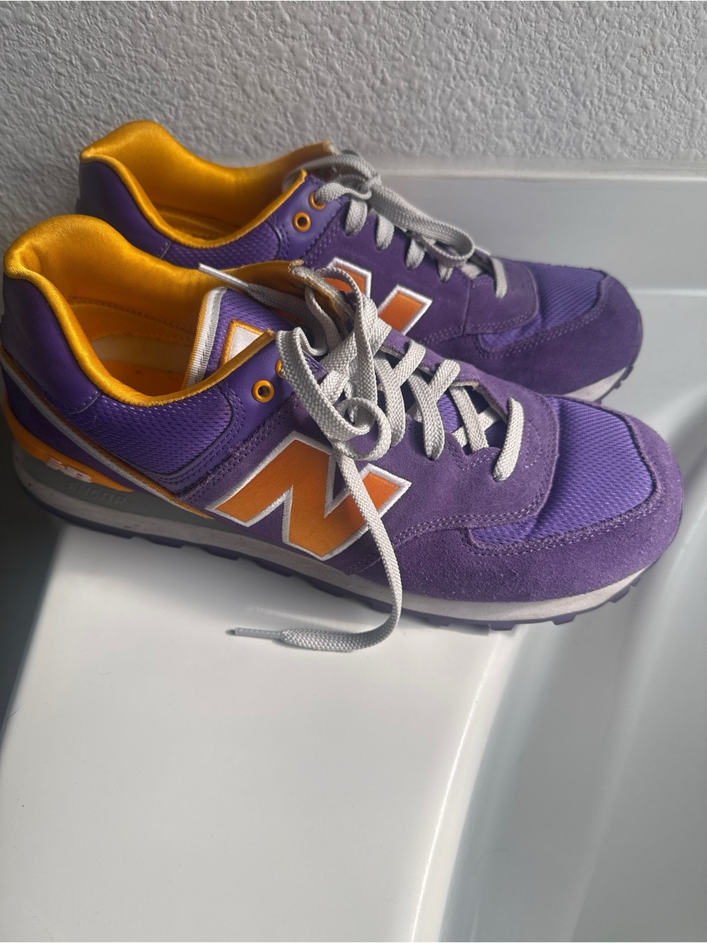 New Balance Men’s Purple Sneakers with Yellow Accents